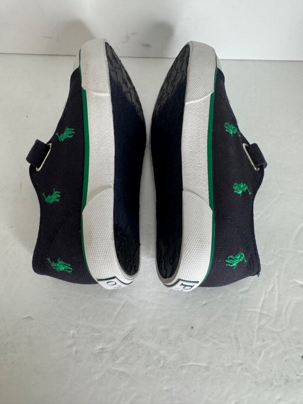 Polo Ralph Lauren Bal Harbour Cap Toe Repeat Toddler Sneaker Size 9 Navy Green - Picture 5 of 6